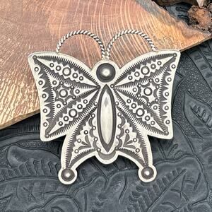 HERMAN SMITH Navajo Sterling Silver Statement Butterfly Pin Or Pendant Stampings